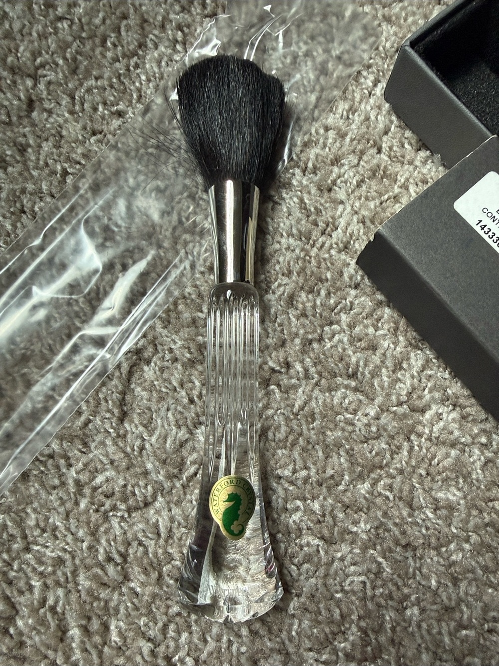 NIB Waterford Crystal Giselle Handle Makeup Brush with Black Bristles